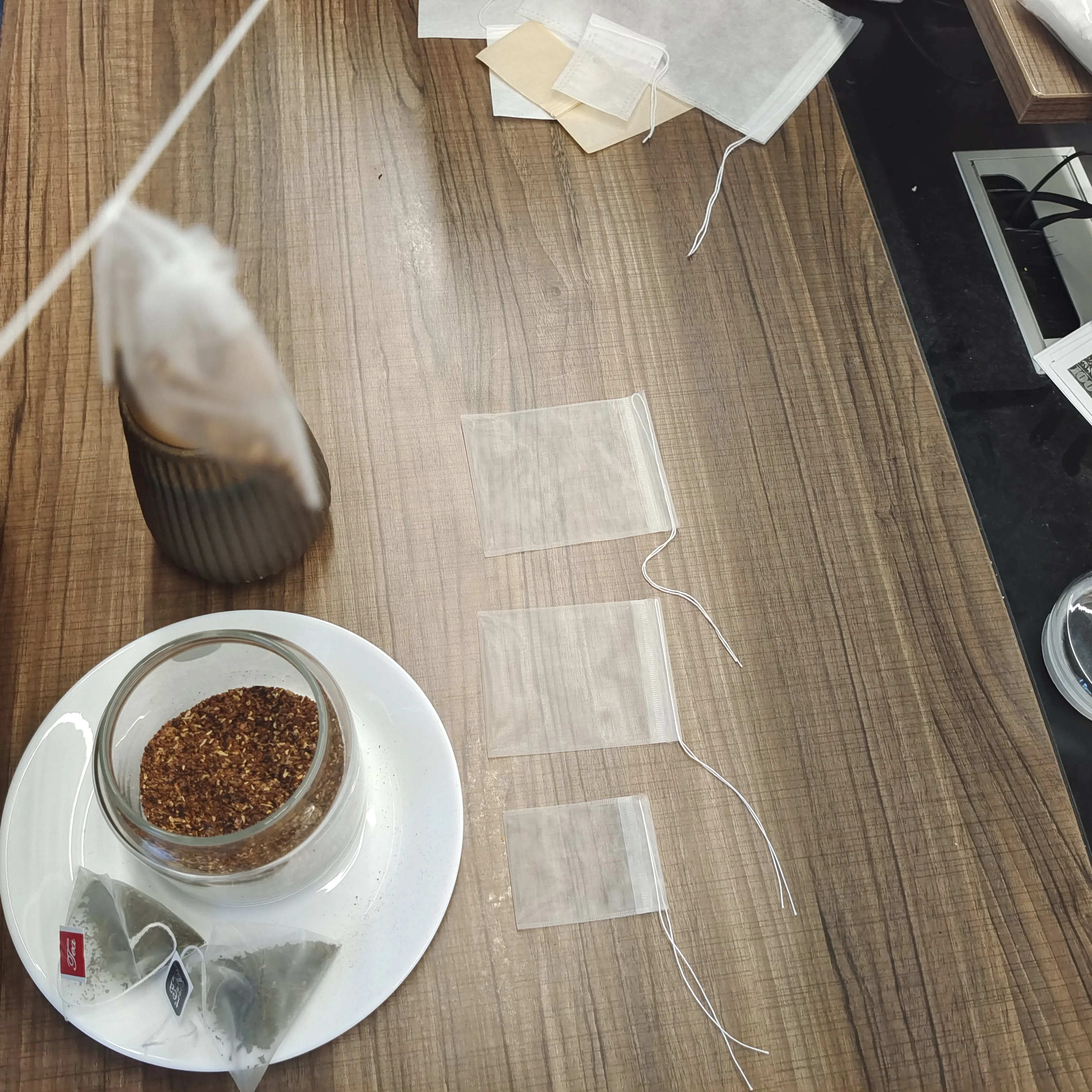 Empty Nylon Mesh Bags for Loose Tea  Herb Spice with Thread Tea Filter Bags