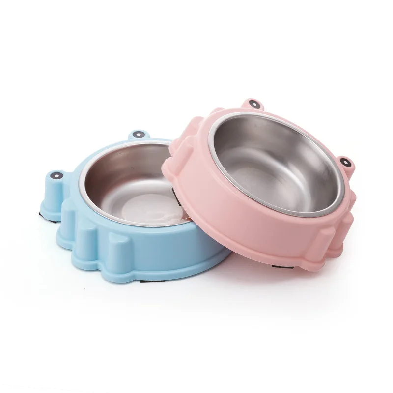 Factory Sale Crab Shape Dishes-Dual Use Stainless Steel PP Food and Water Dog Cat Bowl Stand