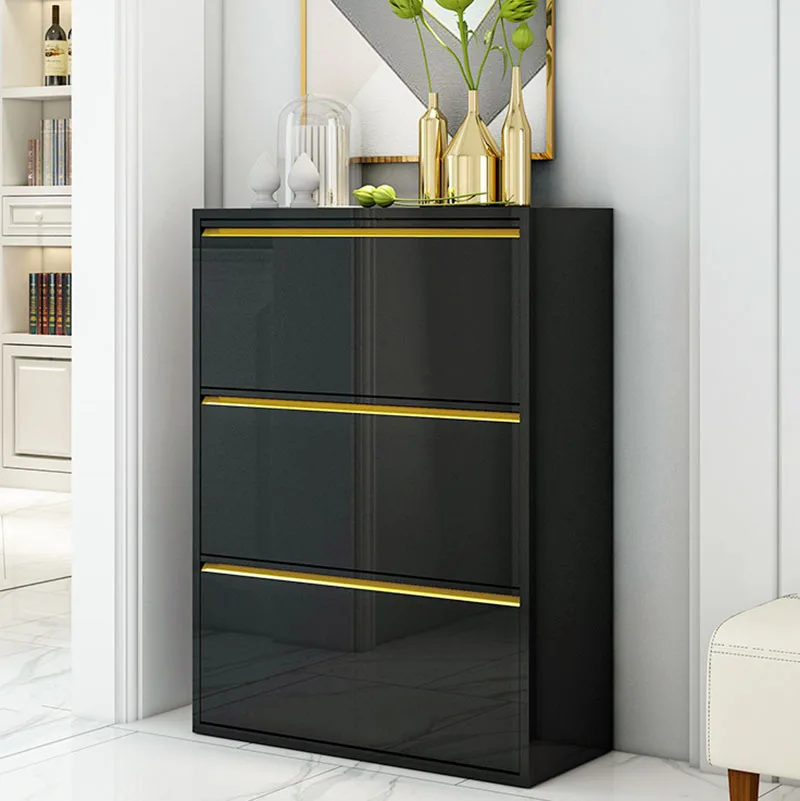 WIREKING High Quality Modern Multi-Layer Storage Shoe Rack Slim Flip Out Shoe Cabinet Living Room Furniture