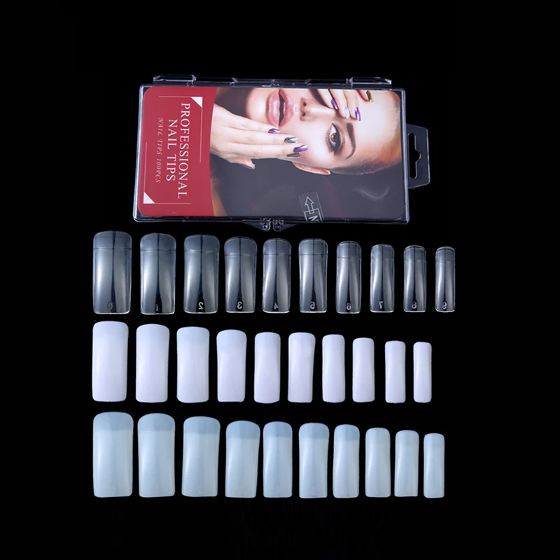 
In Stock Boxes Clear ABS Coffin Square Half Cover Extra Long Nail Tips 