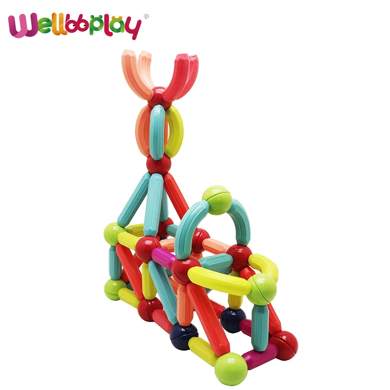 Smart magnetic ball rod toys educational magnetic toys for kids 3D Assembly Building Blocks Magnetic balls and stick