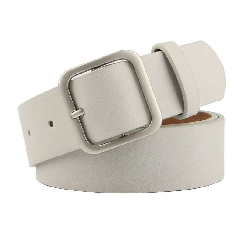 Ladies square buckle PU belt retro simplicity 3.5cm wide belt for women girl belt