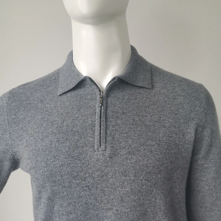 Custom Knitted Sweater Men Fashion Luxury cashmere Sweater Men Pullover Zipper Up Polo Sweater