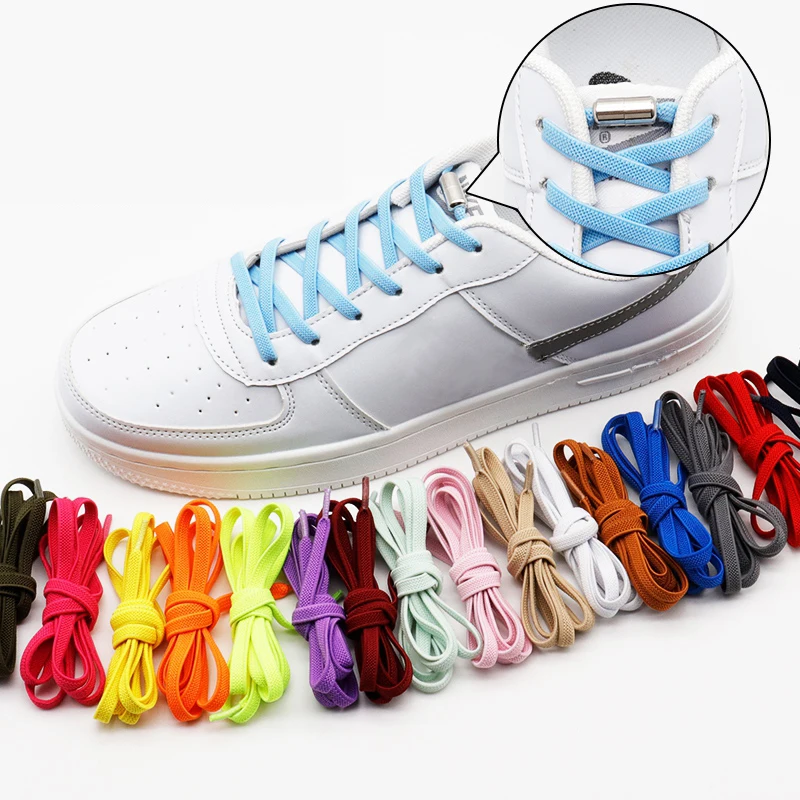 New No Tie Shoe laces Elastic Shoelaces Metal Lock Creative Kids Adult Sneakers Flat Shoelace Fast Safety capsule Lazy Laces