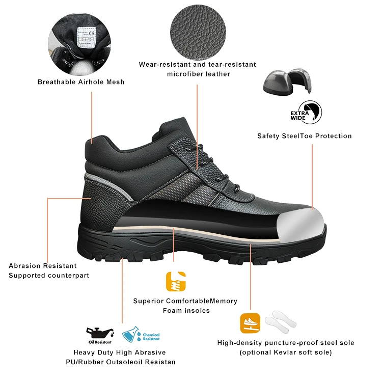 High quality non-slip safety boot Middle tube Work shoes CE For Men steel toe shoes