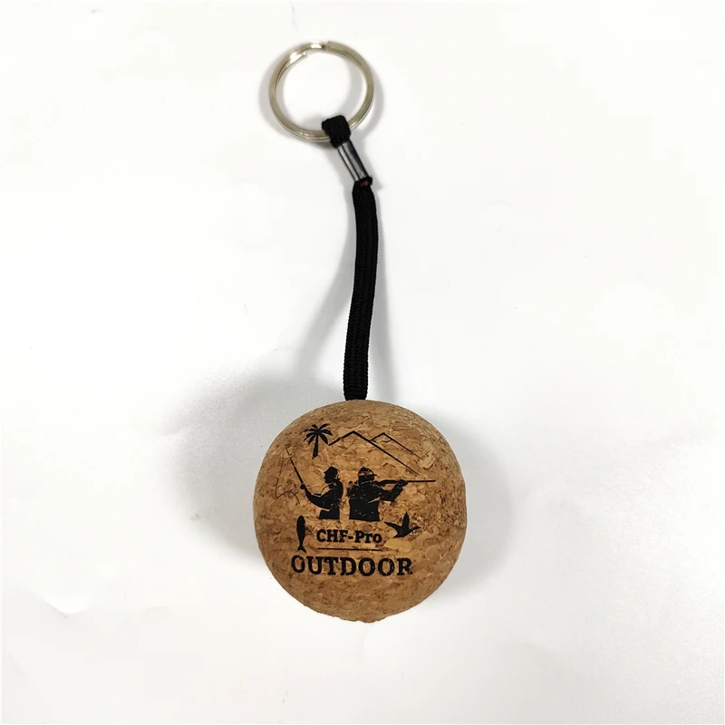 Colorful Holder Black Print 50mm Wholesale Manufacture Logo Nature Cycle key ring holder round keychain cork and metal keychain