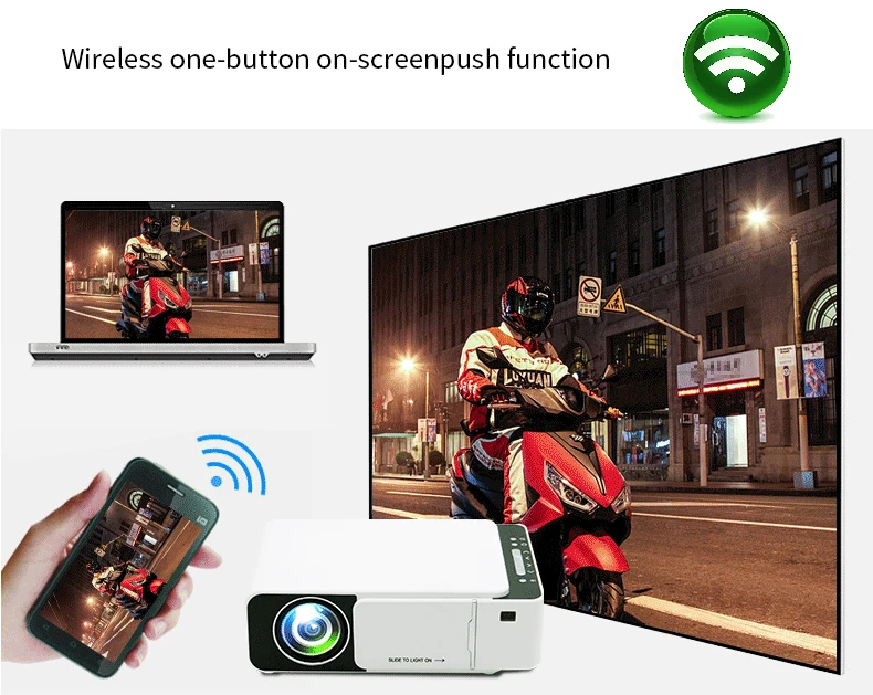 
T5 WIFI projector mini portable cell video beamer screen mirroring WIFI display HD LED LOGO projector 