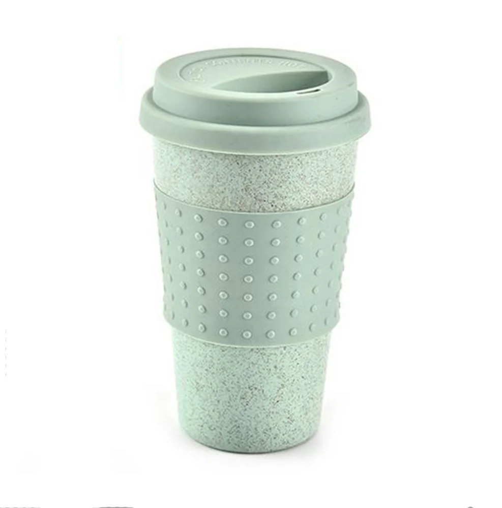  Кофейная кружка из пшеничной соломы и кукурузы Avecofe кофейные кружки шелкография логотипа или полноразмерная переводная Печать 12 унций с крышкой для 1