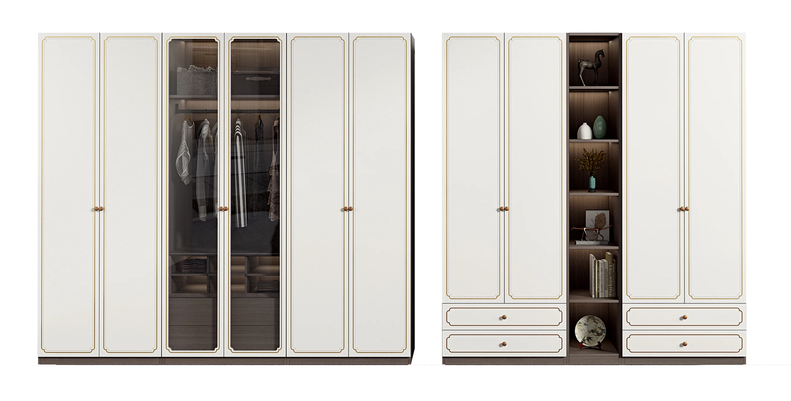 White portable wardrobes Modern Style  For Leisure Life bed and wardrobe set wardrobe models