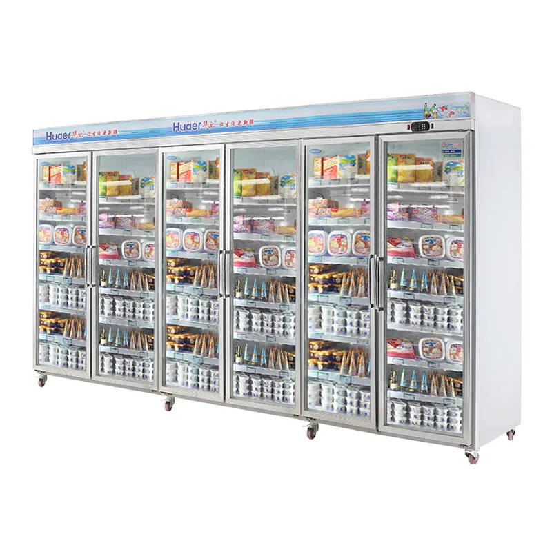 supermarket showcase upright commercial glass six 6 door freezer