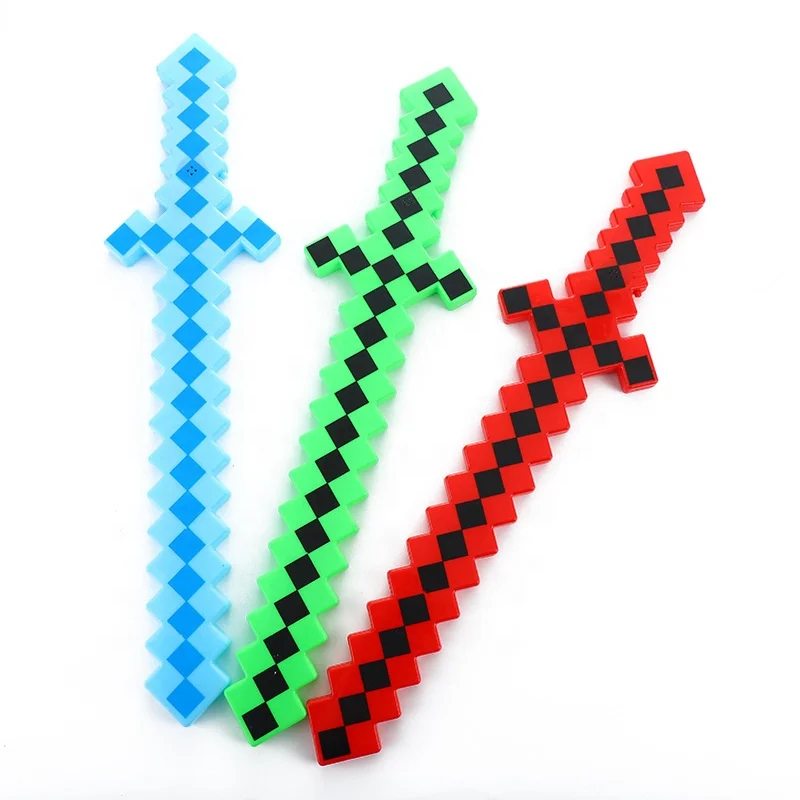 Kids Light Up Sword Toys Mosaic Square luminous Sword Light Flashing LED Sword Lightsaber Toys