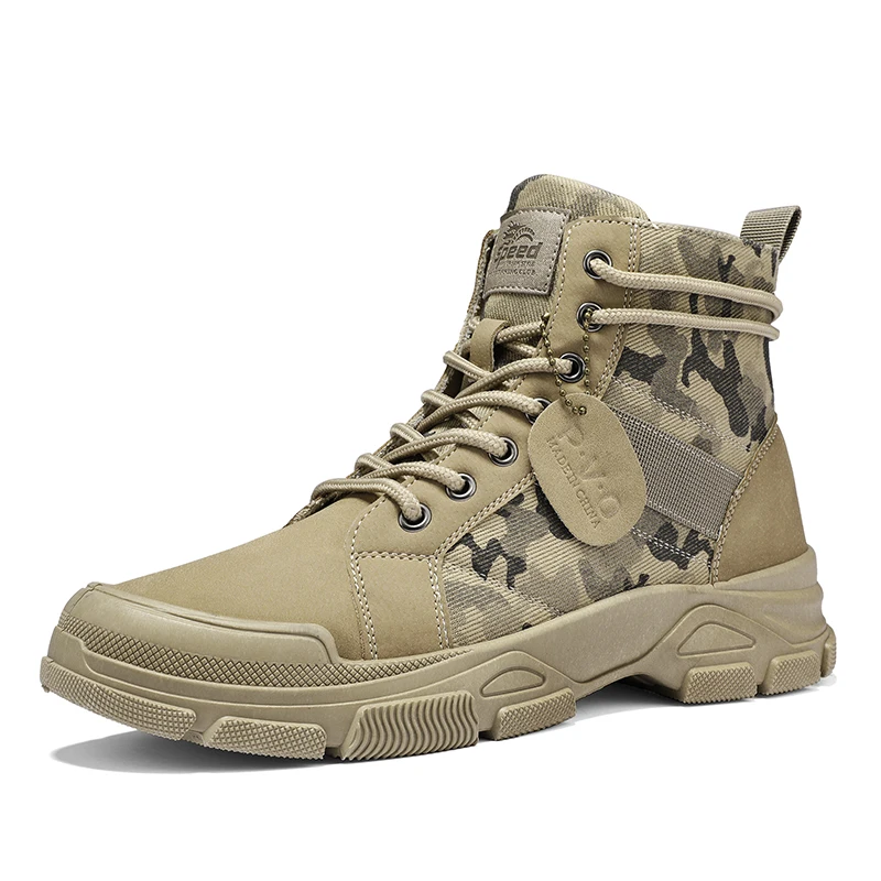 camo boots trend casual retro martin boots for men