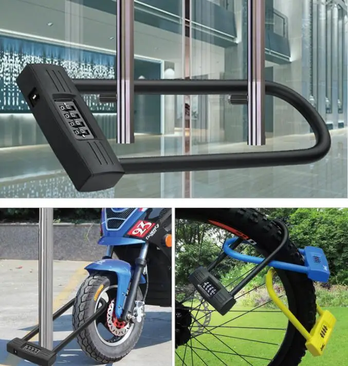 YH2146 Lengthened 4-bit U Combination Lock Shop Glass Door Handle Bicycle Motorcycle Combination Lock