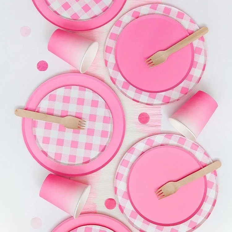 
Birthday party design custom disposable paper plates and tray 