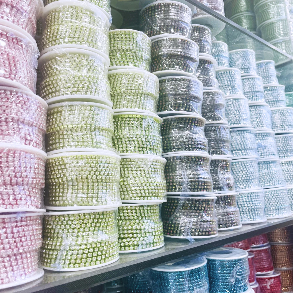 High Quality Rhinestones Chain Sew On Trimming Rhinestone Cup Chain Strass Roll Sew On Rhinestone Close Cup Chain