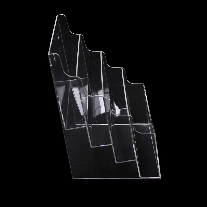 Custom 4 tiers tabletop clear acrylic  A4 brochure magazines display holder books organizer display stand