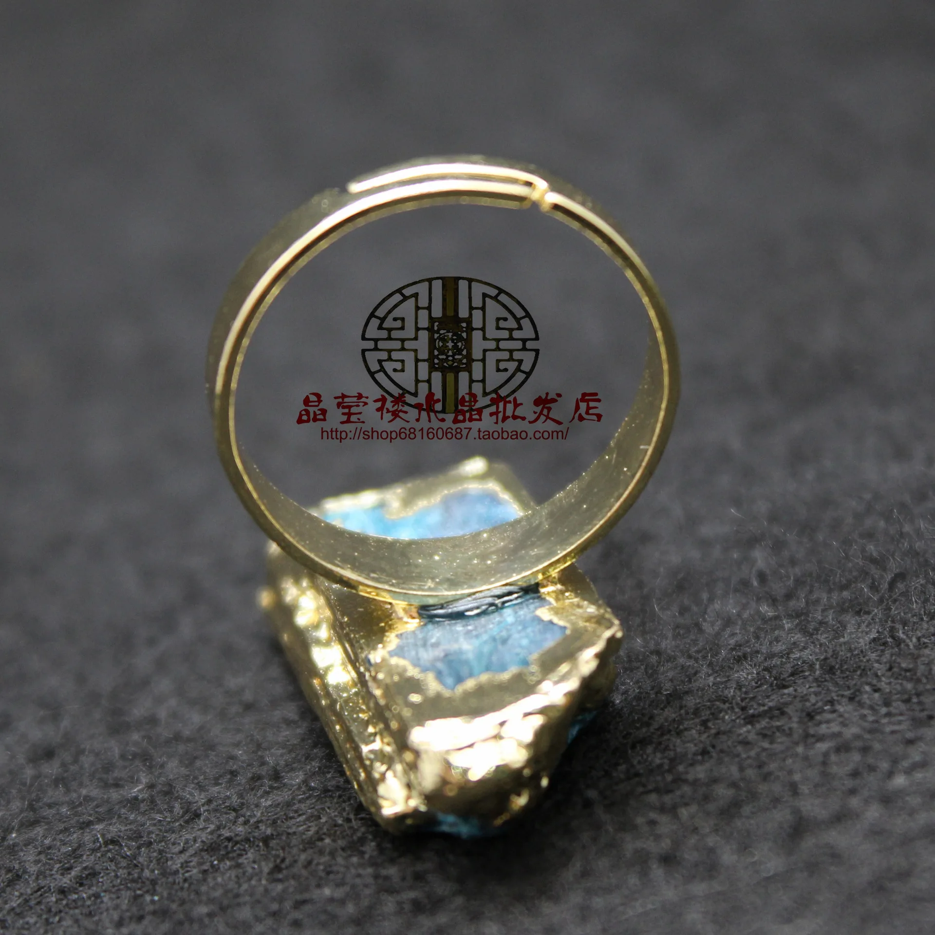 Irregular Bud Cluster Druzy Adjustable Opening Rings Blue Natural Stone Rectangular Ring