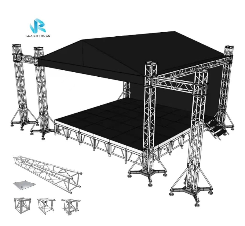 Sgaier Customize 6061 Aluminum Alloy TUV Certified Spigot Arch Truss Portable Stage Roof Truss Stage For Outdoor Event