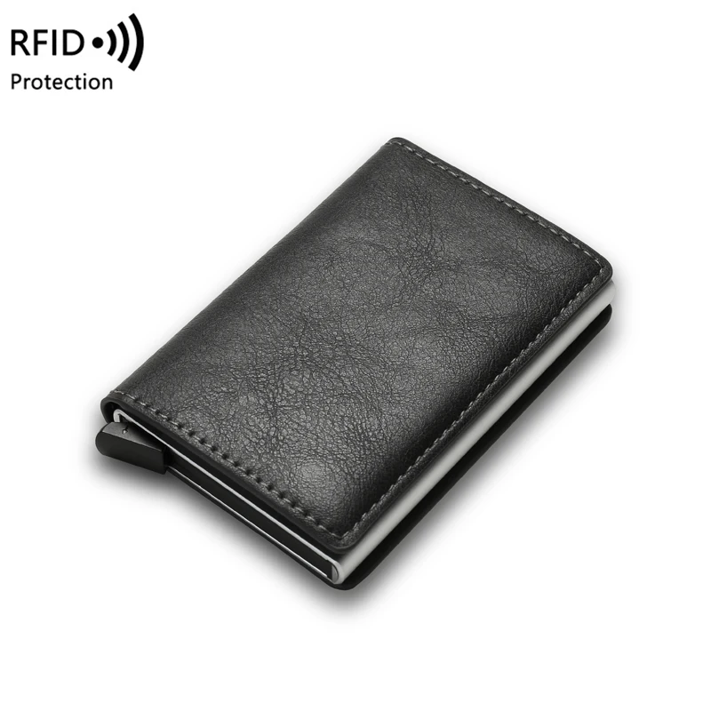 2024 design ultra Metal RFID real carbon fiber card Custom wallet, minimalist aluminum credit card holder with Metal money clip