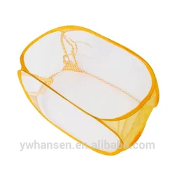 HS- Foldable Pop Up Mesh Washing Laundry Basket Hamper Bag Bin Tidy Clothes Storage