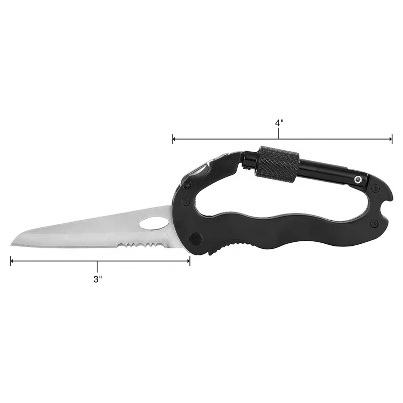 Outdoor Multi Tool carabiner knife custom stainless steel carabiner with screwdriver