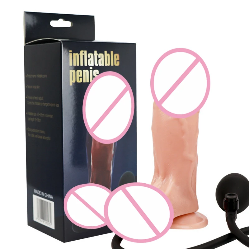 Inflatable Female artificial penis with strong sucker big anal plug dildo