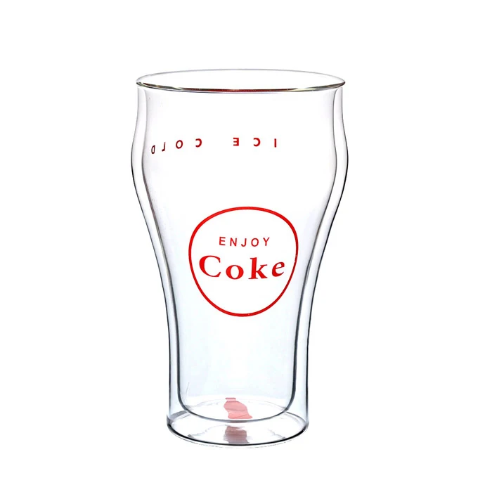 hand made promotional double wall glass beer mug