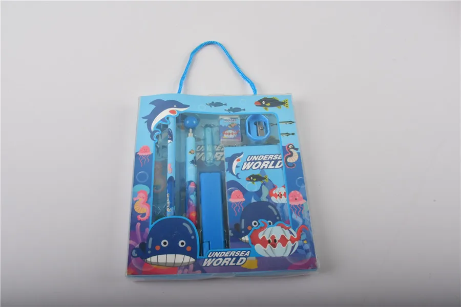 Wholesale Cheap Kawaii Shark School Kit Cute Gift Set For Kids Back To School Supplies Stationery Set