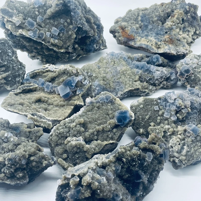 Natural Healing Crystal Mineral Specimen Gemstone Cluster Blue Fluorite Cluster