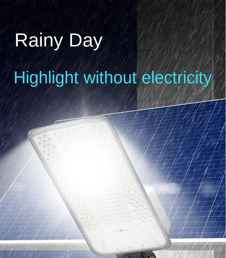 #NY 1000W Intelligent LED Solar Street Light Long Screen Three-Sided Metal Lamp IP67 Courtyard Lighting with Light Control Road