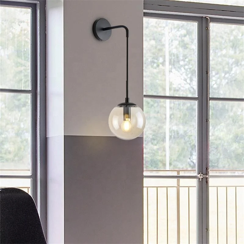 Postmodern round glass wall lamp simple personality Nordic aisle porch balcony living room bedroom bubble glass wall lights