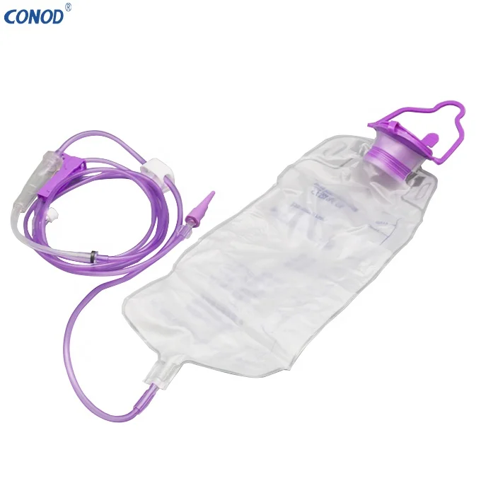 Wholesale Disposable medical feeding bag Hospital use 1000ml Enteral feeding gravity bag set