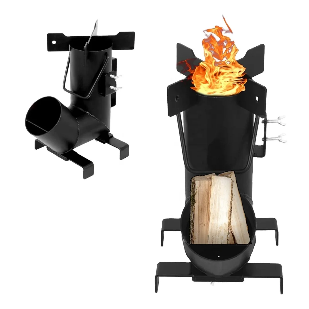 camping iron wood burning rocket cooking portable stove