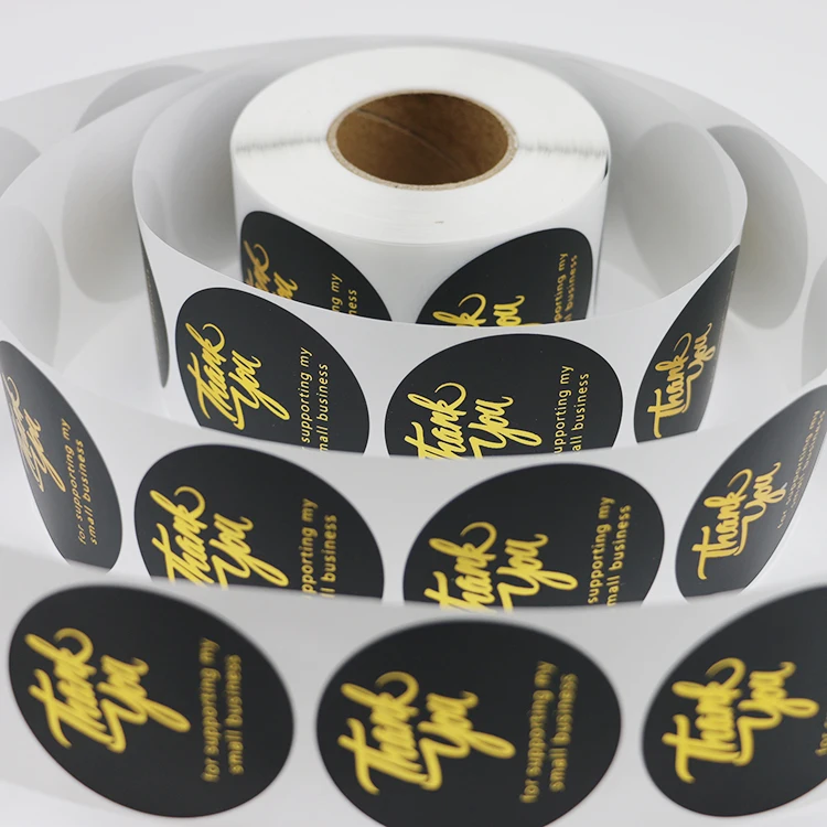 Thank You Stickers Small Business 2inch Round Labels With 4 Designs Stickers Roll With Gold Font Thank You Waterproof Sticker
