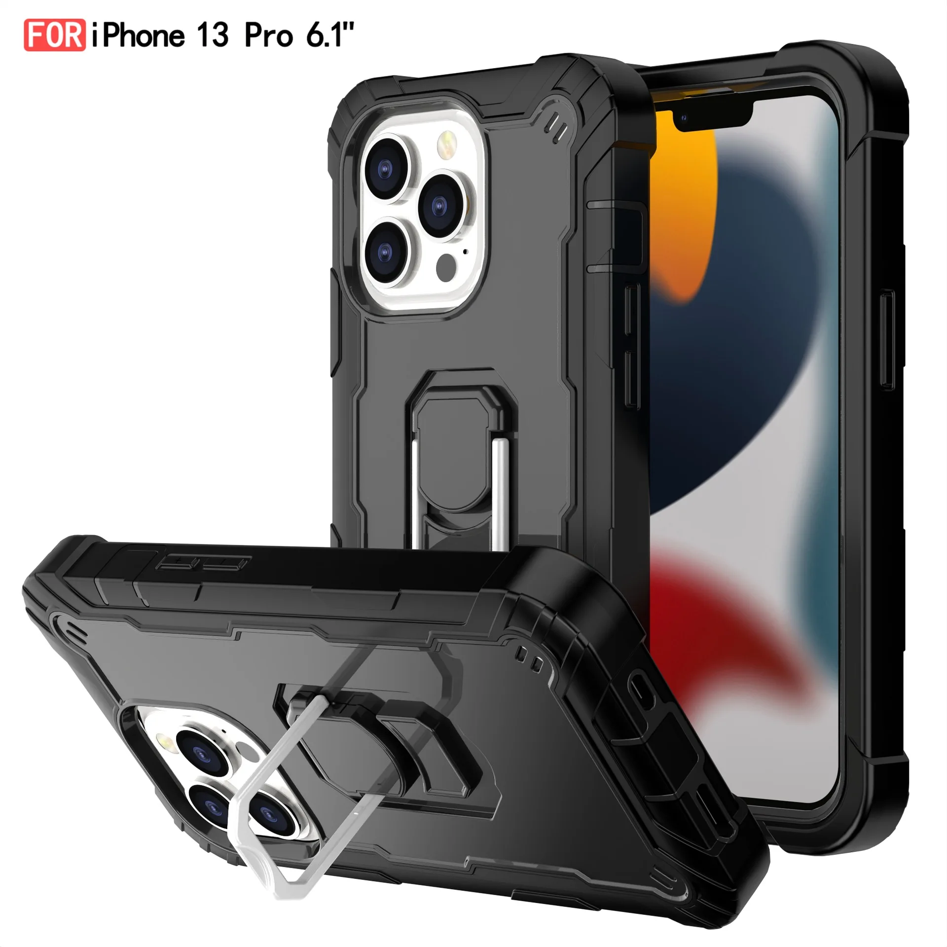 Сверхмощный защитный чехол с откидной ножкой для iPhone 13 Pro Max из ТПУ + ПК 3 в 1 ударопрочный мобильного телефона 12