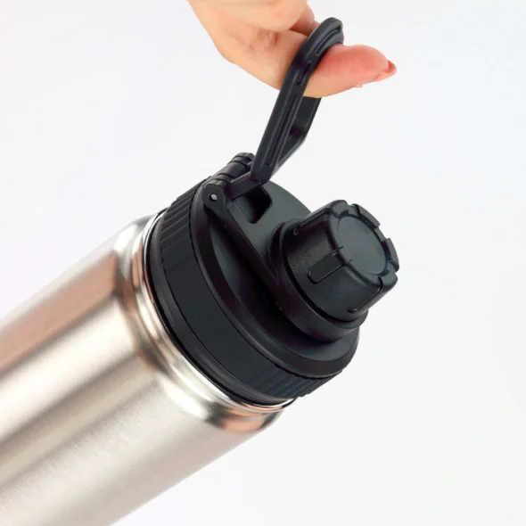 24oz Wide Mouth Double Wall Vacuum Flask Insulated Stainless Hydration Flask Tumbler Cup With Spout Lid
