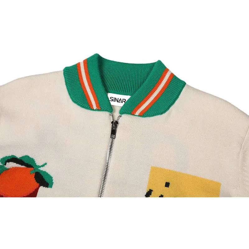 Custom LOGO OEM men sweaters Intarsia Cotton Zip Up Cardigan Sweater Custom Casual Knitted Jacket Coat men cardigan sweater