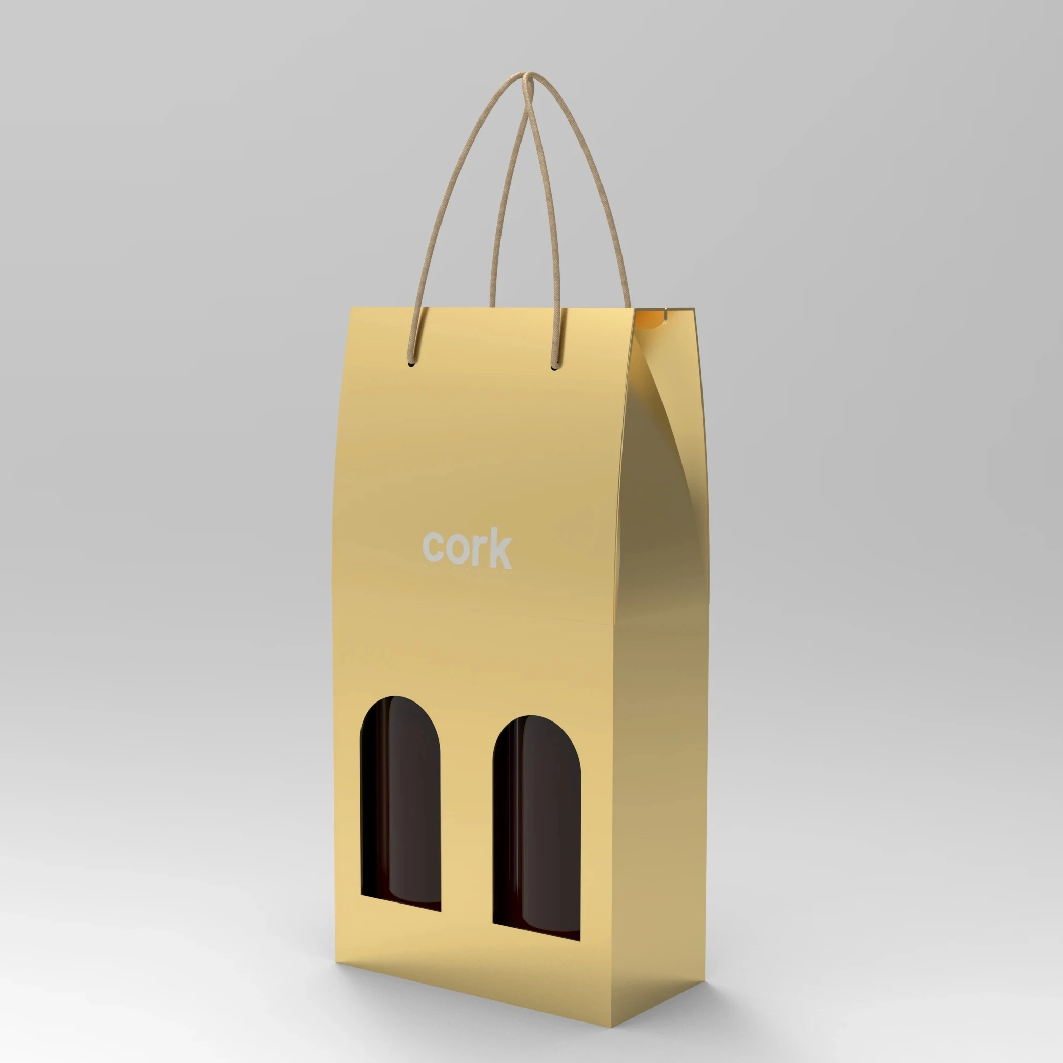 High Quality Custom Handle Portable 750ml Single Double Window Gift Corrugated Paper Red Wine Box