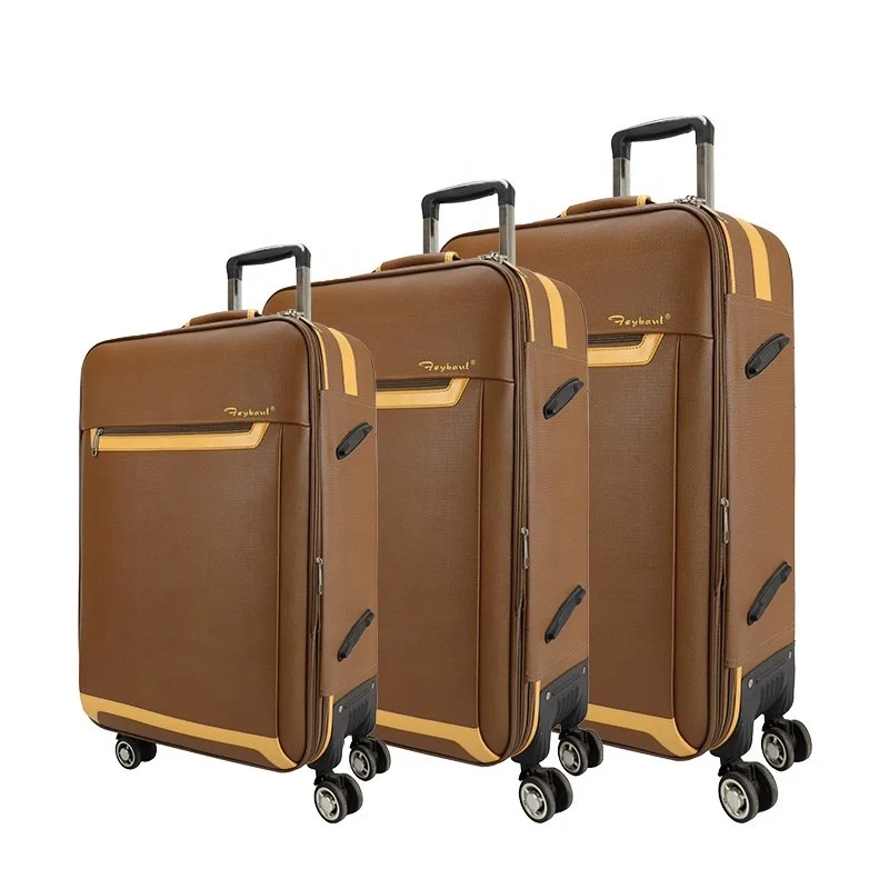 Personalized soft PU leather suitcase set travel luggage sets trolley bags luggage