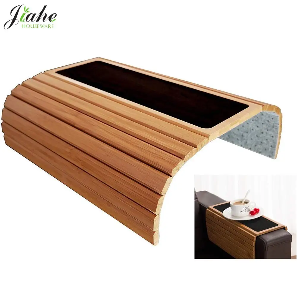 Wooden Bamboo Portable and foldable roll up sofa arm tray table Tray Table for Sofa