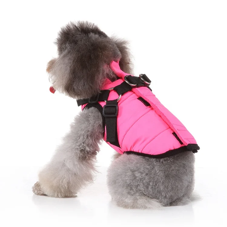 Sohpety Winter Polyester Warm Zipper D Ring Clothes Coat Dogs Pets Reflective Jacket