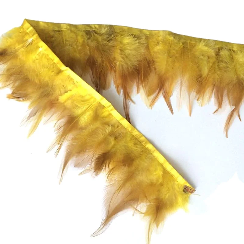 wholesale dyed mango yellow Rooster Feather trimming for dresses