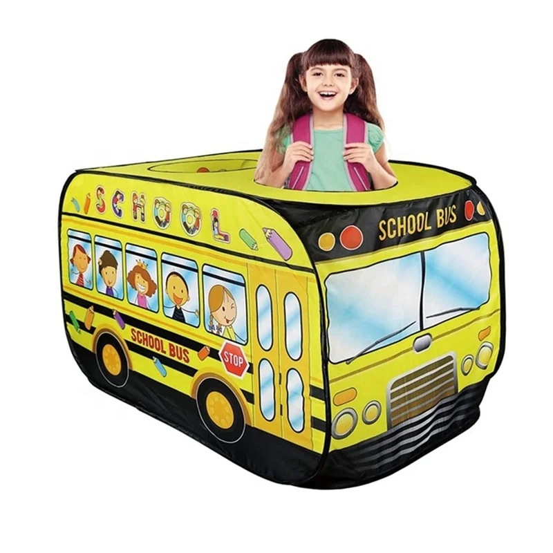 Kids School Bus Play Tent Foldable Pop Up Playhouse