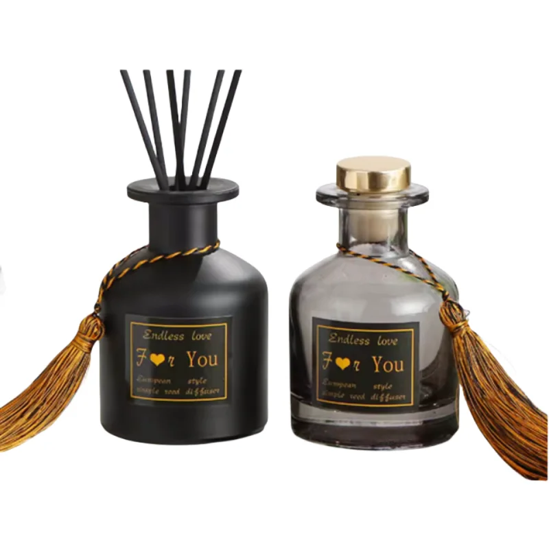 wholesale luxury popular frosted white black 150ml home fragrance bottles empty reed diffuser glass with Lid