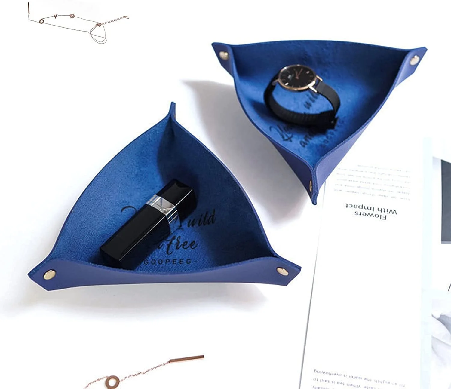 Leather Valet Tray Jewelry Organizer for Women Bedside Storage Box Desk Keychain Storage Plate Empty Jewelry Holder Leather