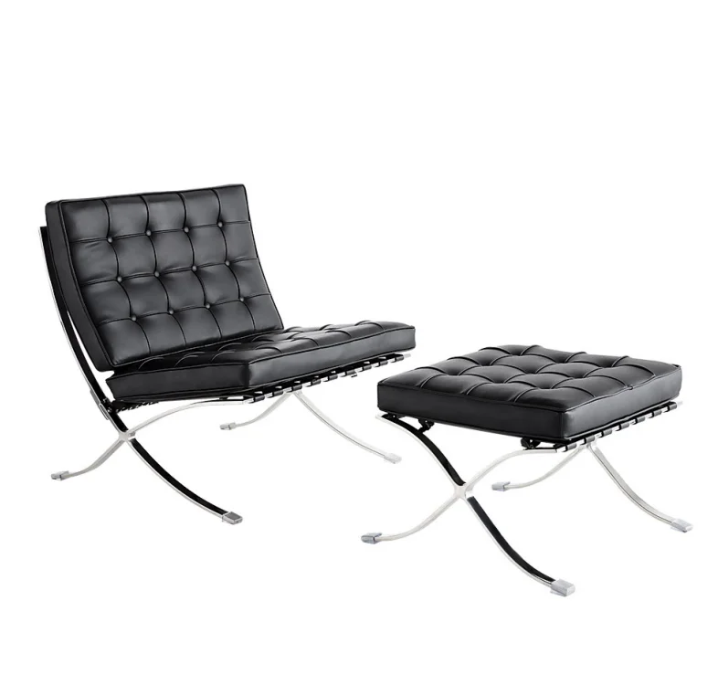 Mid-century Foldable lounge chair with ottoman