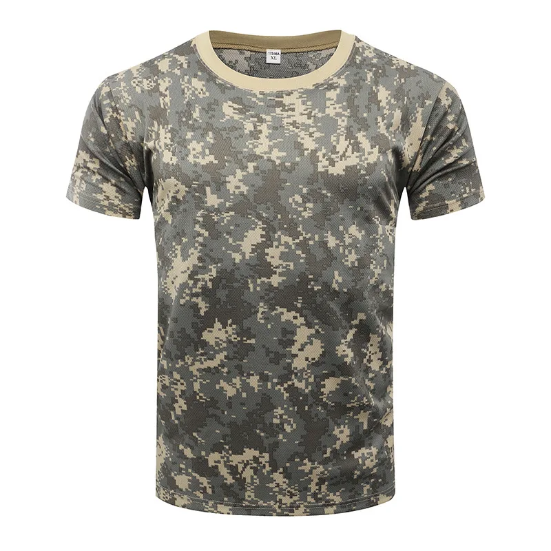 qiyu Wholesale summer outdoor physical training quick-dry camouflage short sleeve T-shirt