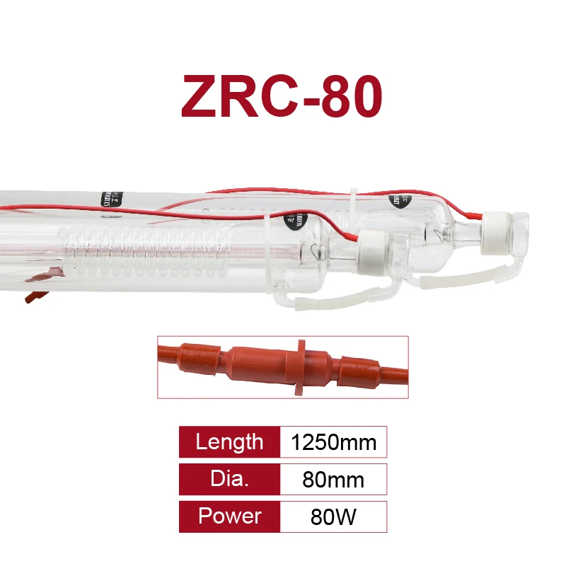 Zurong ZRC Series Co2 Laser Tube Long Lifespan New Production 40W 50W 60W 80W 100W 130W 150W 170W