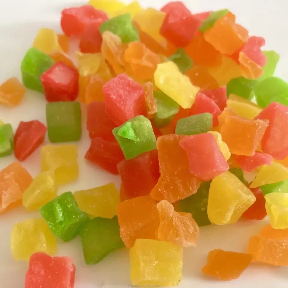Hot Sale Mixed 4 Colors Delicious Candied Preserved Fruit Diced Dried Papaya