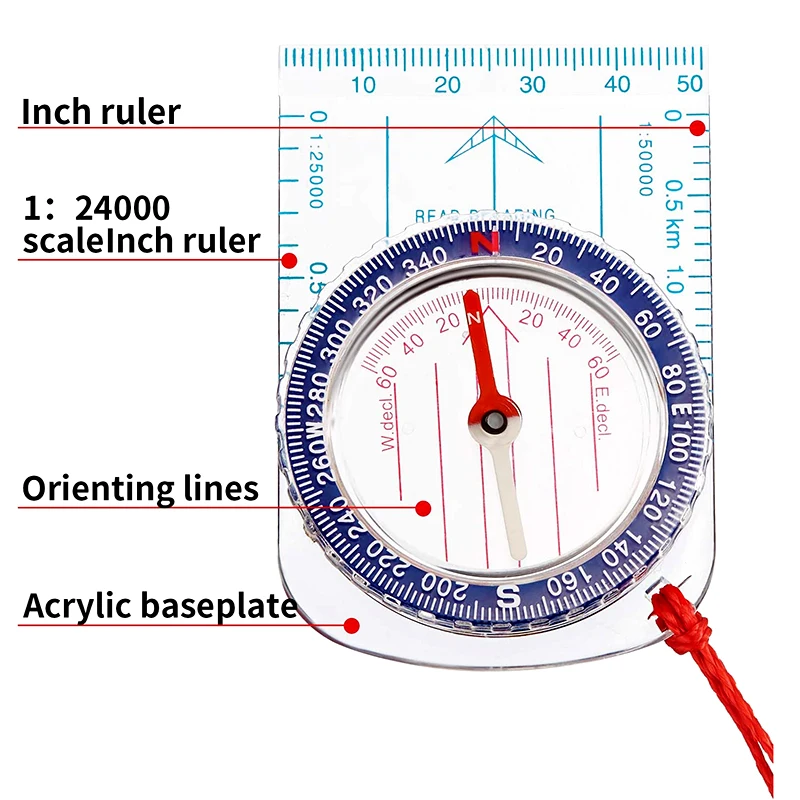 Hiking Backpacking Navigation Backpacking Orienteering Ruler Compass for Map Reading